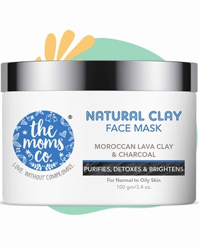 Natural Clay Face Mask with Moroccan Lava Clay & Activated Charcoal | Control Acne, Tighten Pores & Brightens l Normal to Oily Skin(100Grm)