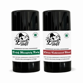 Natural Deodorant with Cocoa Butter & Lemon - Aluminum Free for Men, Long-Lasting Freshness, Irish Mountain Rain & Citrus Cedarwood Blast (Pack of 2)