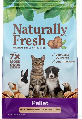 Naturally Fresh Cat Litter Made From Walnut Shells, Pellet Non-Clumping, Sustainable, and Upcycled, 26 Lbs