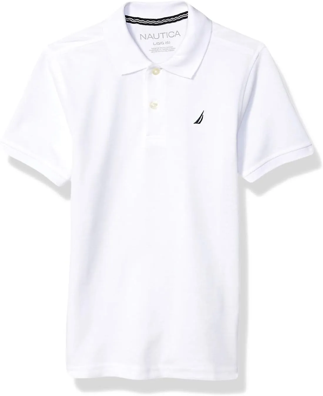 Nautica Boys' Short Sleeve Anchor Polo, Button Closure, Soft & Comfortable, Pique Fabric