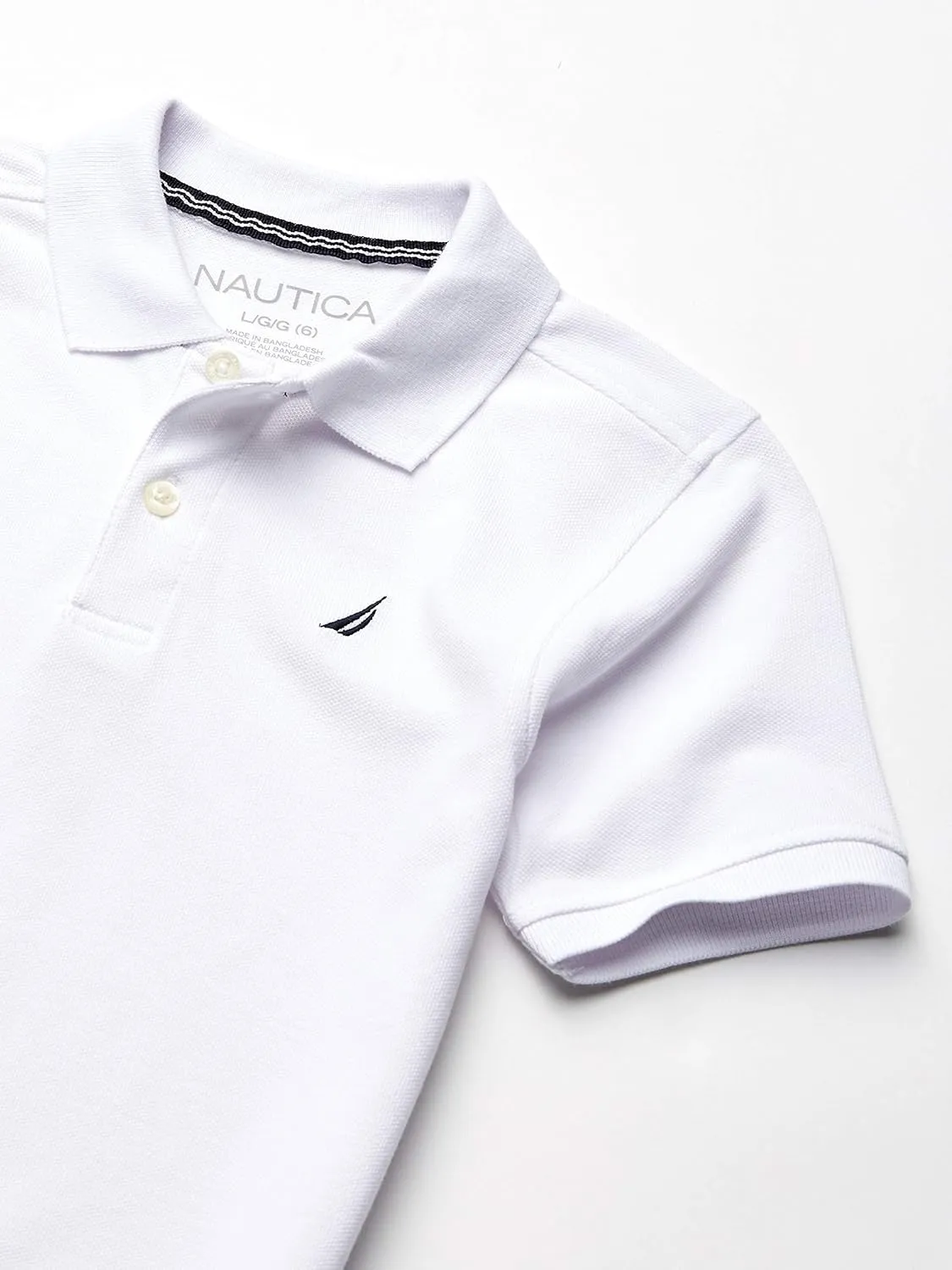 Nautica Boys' Short Sleeve Anchor Polo, Button Closure, Soft & Comfortable, Pique Fabric