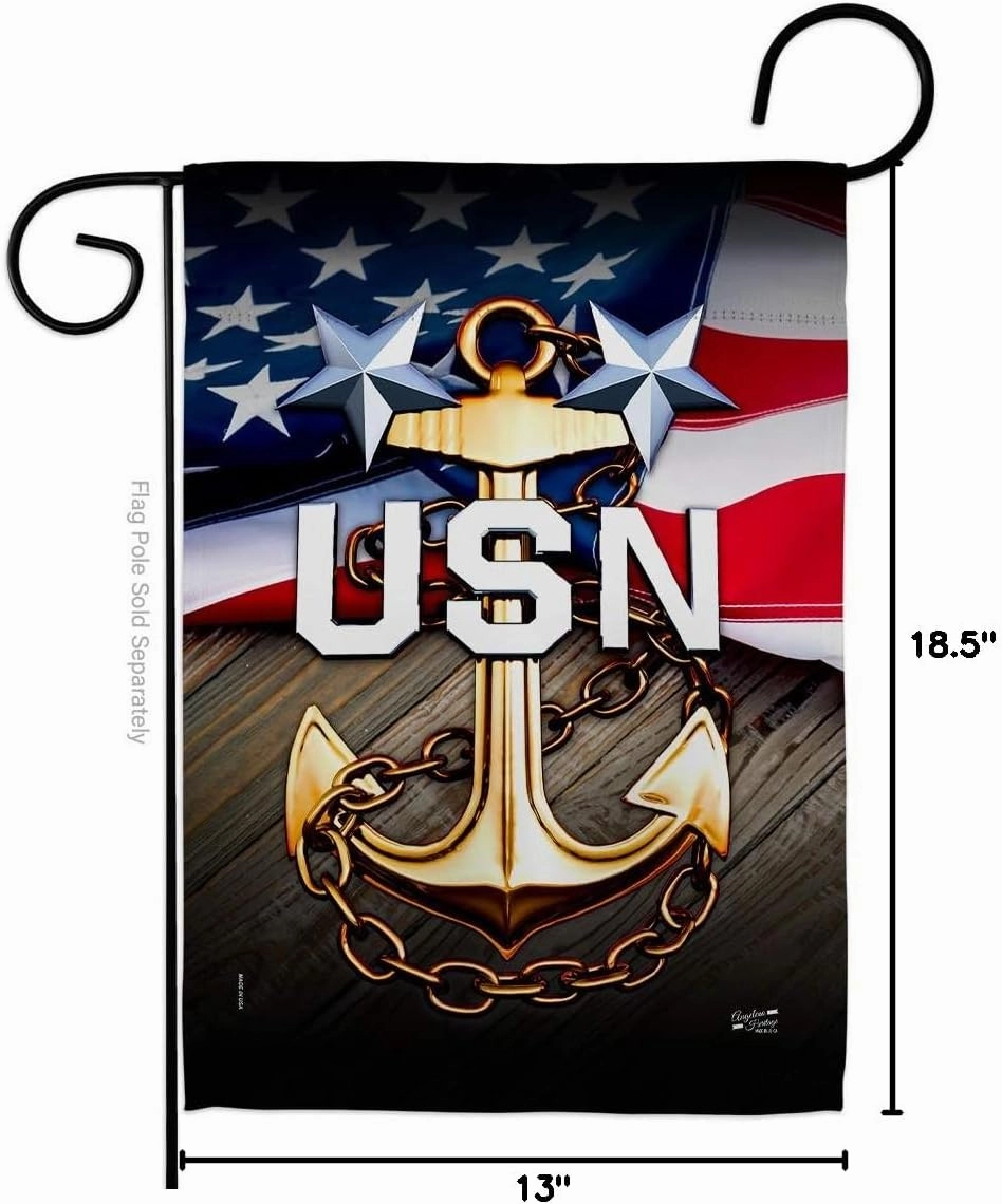 Navy USN Garden Flag Armed Forces Seabee United State American Military Veteran Retire Small Decorative Gift Yard House Banner Double-Sided Made In USA 13 X 18.5