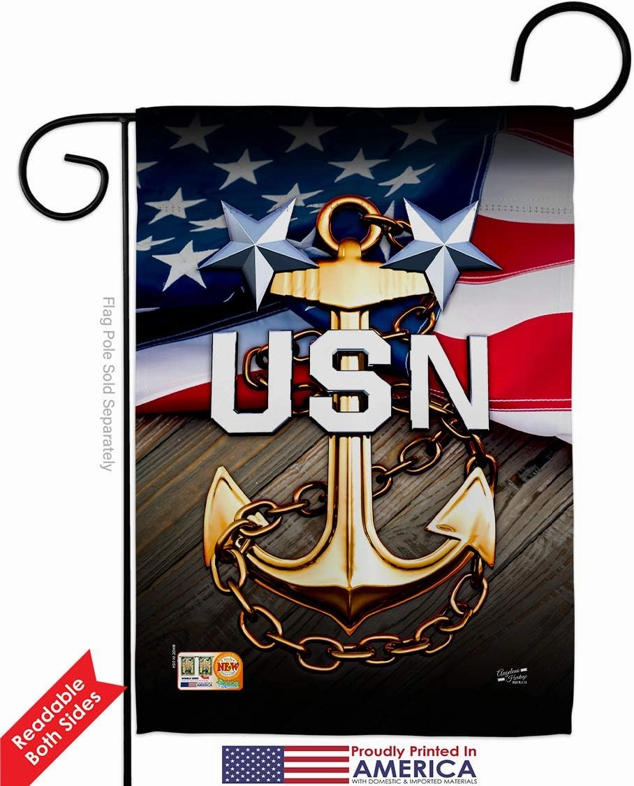Navy USN Garden Flag Armed Forces Seabee United State American Military Veteran Retire Small Decorative Gift Yard House Banner Double-Sided Made In USA 13 X 18.5