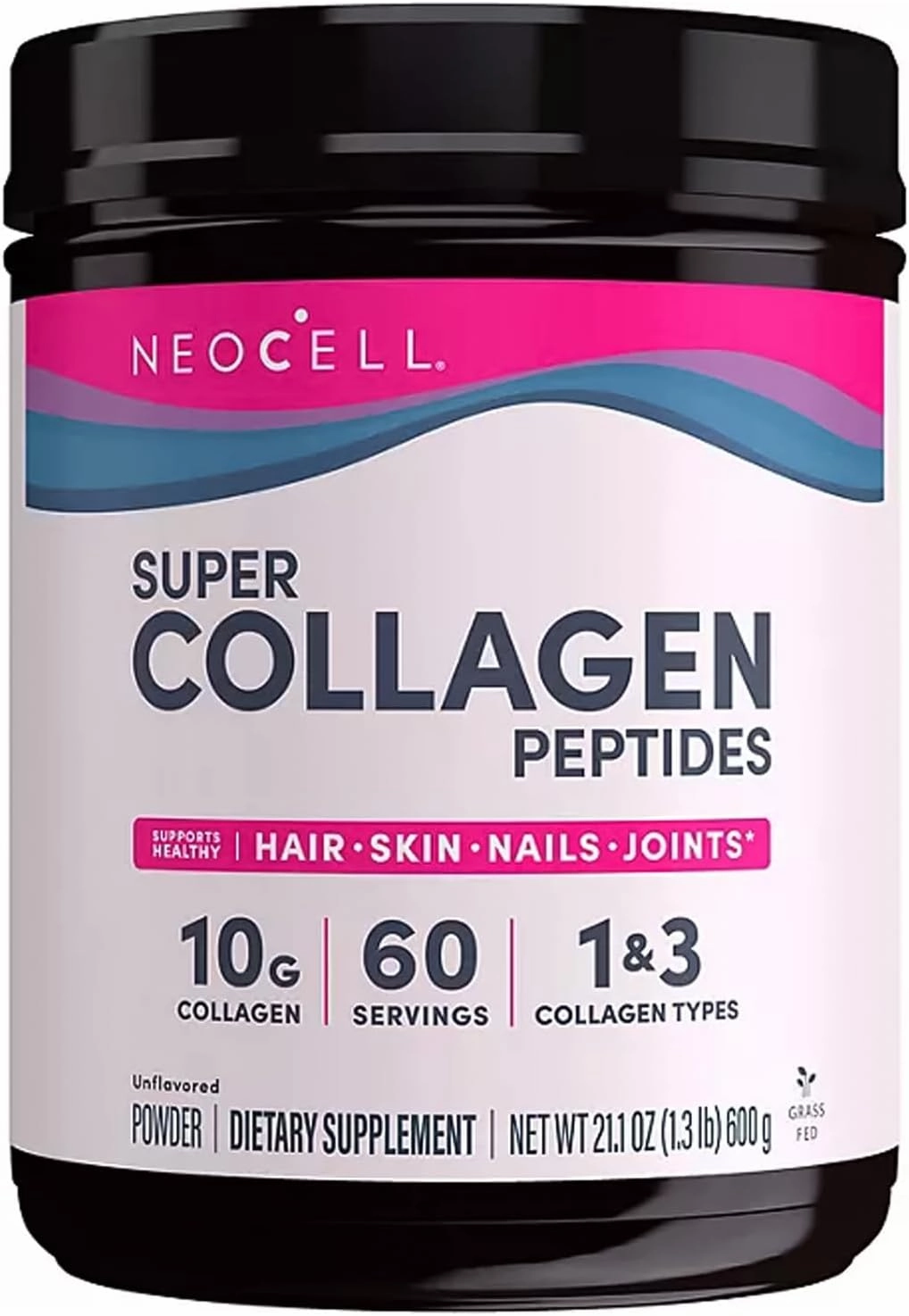 NCell Super Collagen Peptides, Unflavored Powder, Collagen Type 1 & 3 (21.2 oz.) (1.3Lbs)