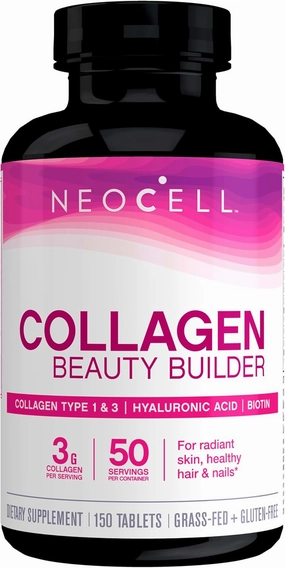 NeoCell Collagen Beauty Builder With Hyaluronic Acid and Biotin, Skin, Hair and Nails Supplement, Includes Antioxidants, Tablet, 150 Count, 1 Bottle