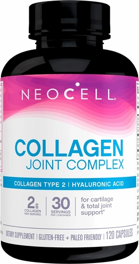 NeoCell Joint Complex With Collagen Type 2 and Hyaluronic Acid, Plus Glucosamine and Chondroitin, Joint Health Supplement, Capsule, 120 Count, 1 Bottle