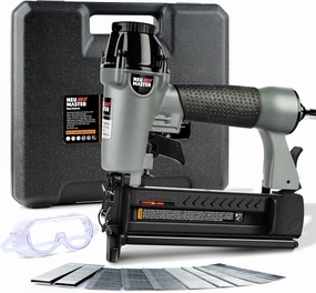 NEU Master Pneumatic Brad Nailer, 2 in 1 Nail Gun Staple Gun Fires 18 Gauge 2 Inch Brad Nails and Crown 1-5/8 inch Staples with Carrying Case and Safety Glasses (Need Air Compressor)