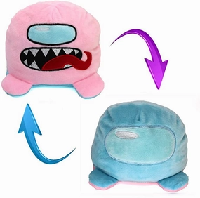 New Among Us Plush Reversible Plushie Stuffed Animal Mood Double Sided Toy Happy Angry Pulpo, 6 inch Best Gift 2021 Blue/Pink