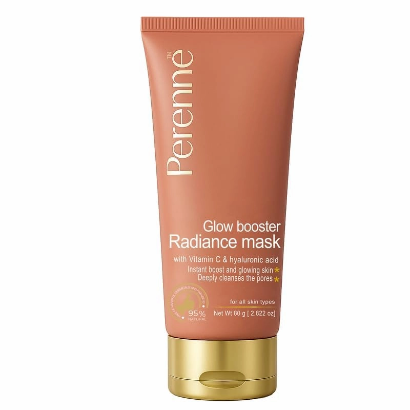 New Glow Booster Mask With Vitamin C, Hyaluronic Acid For Men And Women (80 gm) - Natural Clay Mask for Detaning, Glowing, Lightening, Brightening Skin