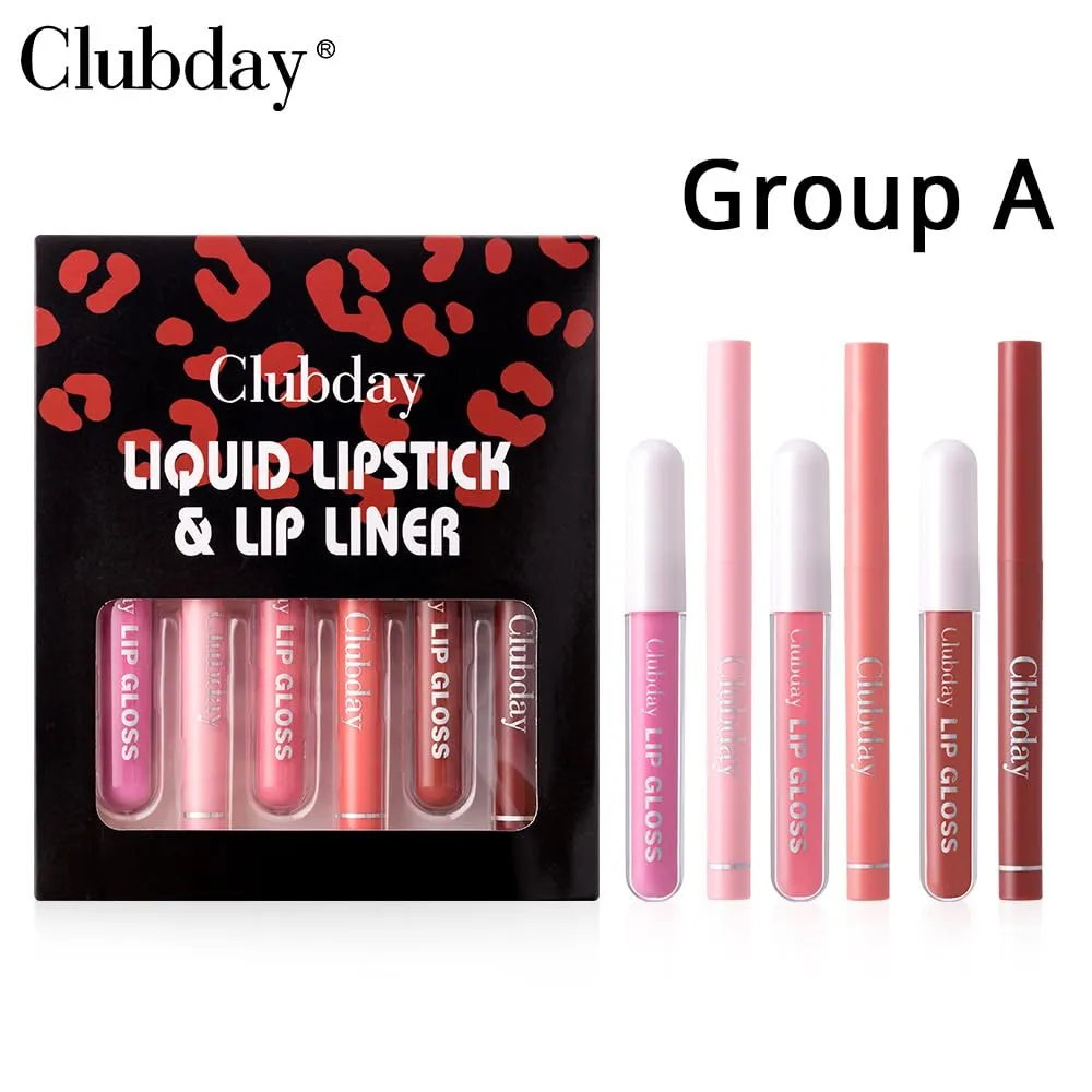 NIE PAN CHONG SHENG Lip Makeup 1   1 Combination Set Velvet Lip Glaze Hook Line Lip Pencil Matte Matte Long-lasting Waterproof (B Group)