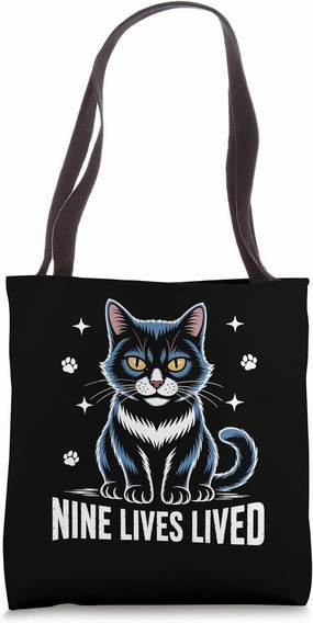 Nine Lives Lived Cat Lover Feline Pet Meow Love Cats Tote Bag