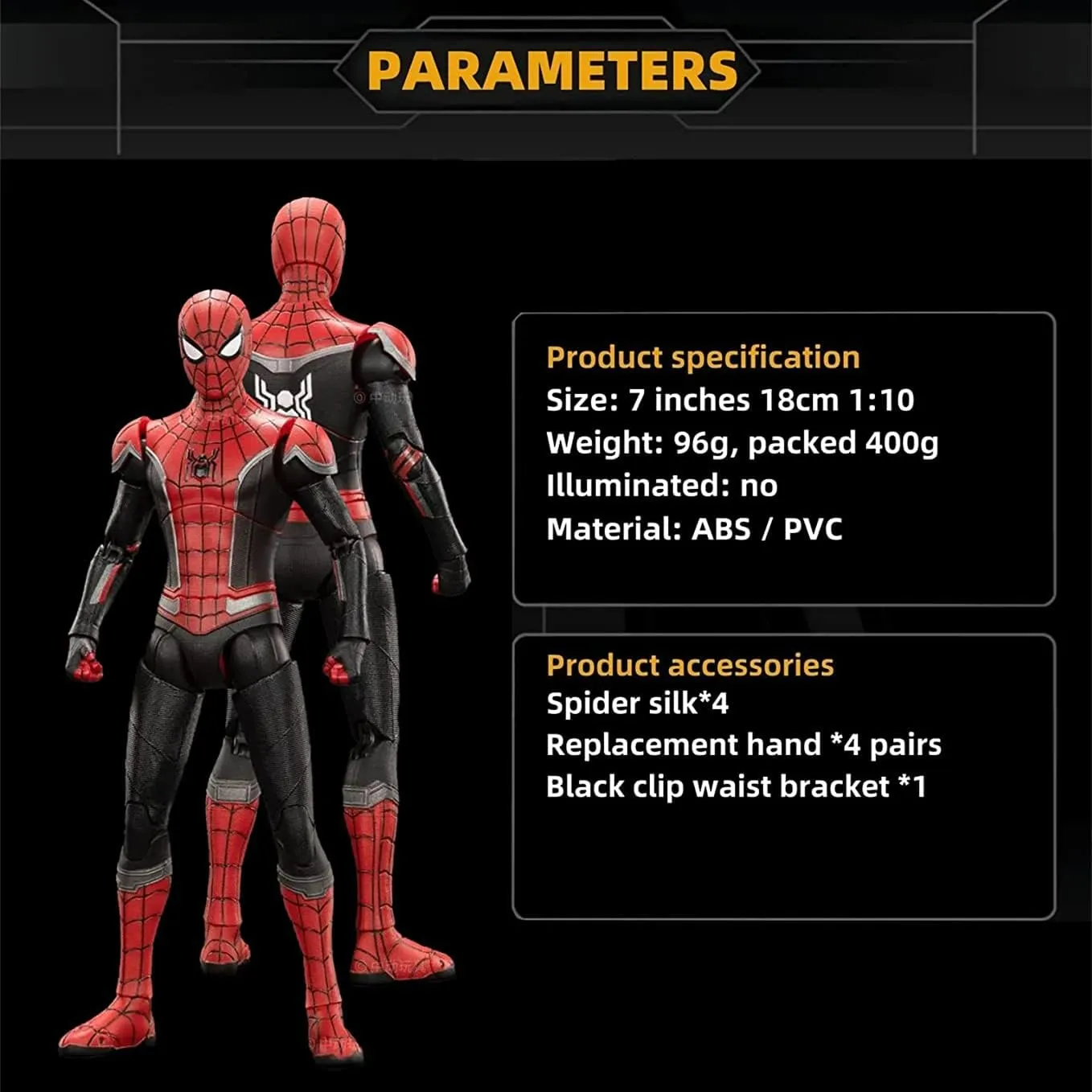 No Way Home Spiderman Action Figures-2022 New Released Legends Movie Hero Series-All Joints Movable 7 Inch Exquisite Collection Model Gift (Red & Black)