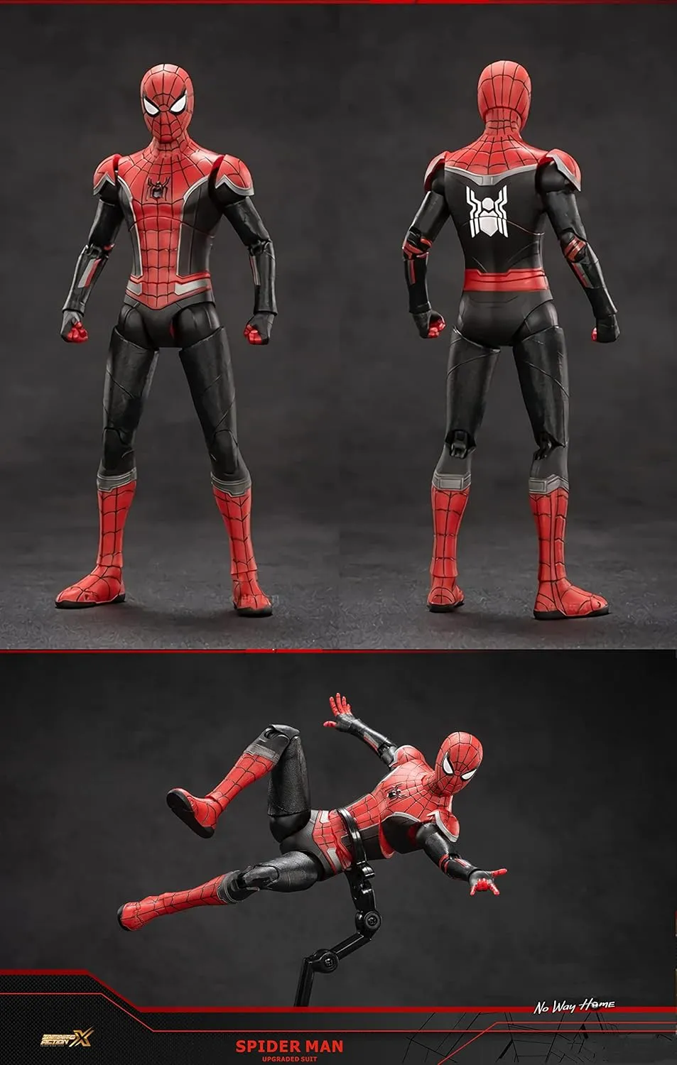 No Way Home Spiderman Action Figures-2022 New Released Legends Movie Hero Series-All Joints Movable 7 Inch Exquisite Collection Model Gift (Red & Black)
