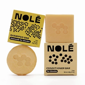 NOLE CARE Sustainable Bar Shampoo and Conditioner (2 pack) with Chamomile & Batana Oil, for Blonde Hair - PH Balanced, Sulfate Free, Plastic Free - 5.12 Oz