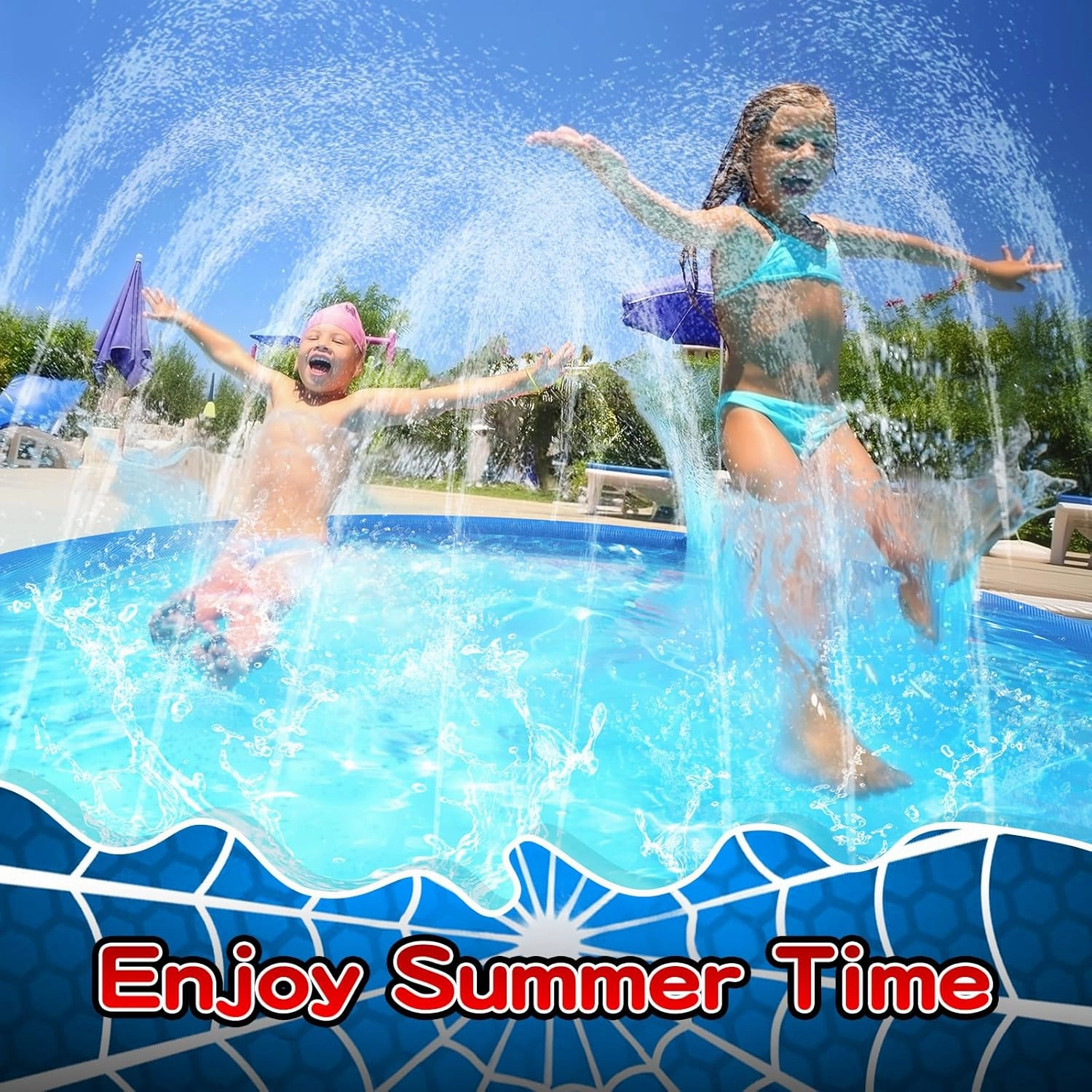 Non Slip Splash Pad for Kids and Dogs, 67'' Extra Large Splash Pad Outdoor Sprinkler for Kids, Dog Water Summer Toys Outdoor Toys for Toddlers 3-5 Ages 4-12