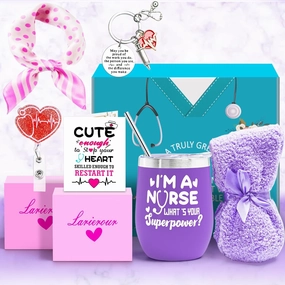 Nurse Gifts for Women -Nurse Appreciation Gift,Nurse Graduation, Nursing School, Nurse Christmas Gifts-Nurse Practitioner,RG Gift-Wine Tumbler,Socks, Coaster, Scarf,Badge Holder Reel,Card (Purple)