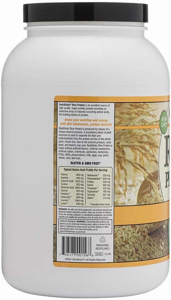 NutriBiotic – Vanilla Rice Protein, 3 Lb (1.36kg) | Low Carb, Keto-Friendly, Vegan, Raw Protein Powder | Grown & Processed Without Chemicals, GMOs or Gluten | Easy to Digest & Nutrient Rich