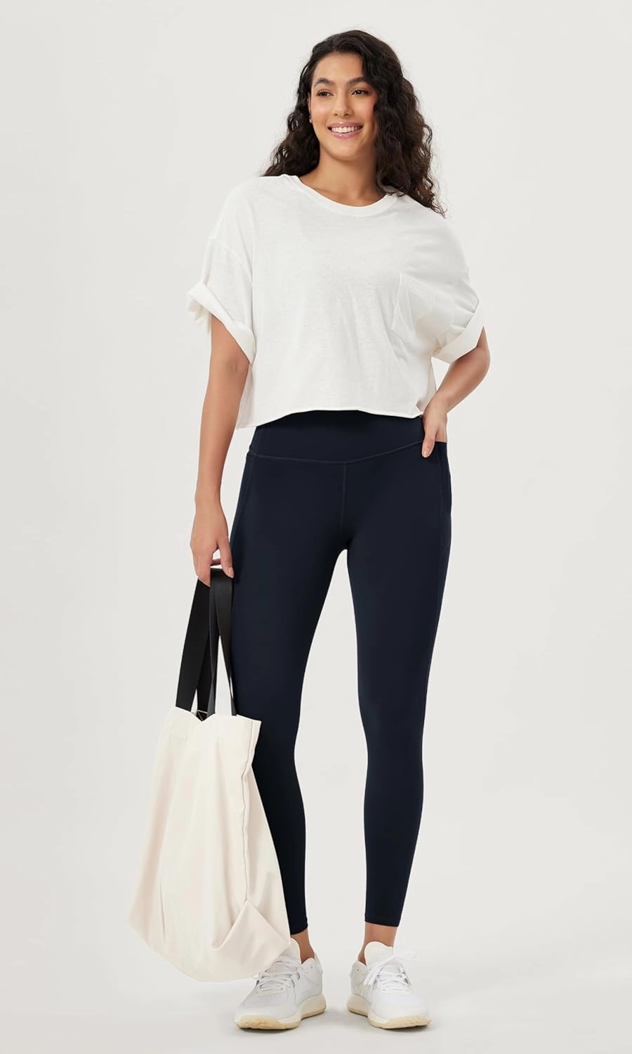 ODODOS Women's High-Waist 7/8 Compression Leggings with High-Positioned Pockets, Yoga Pants for Running & Workout