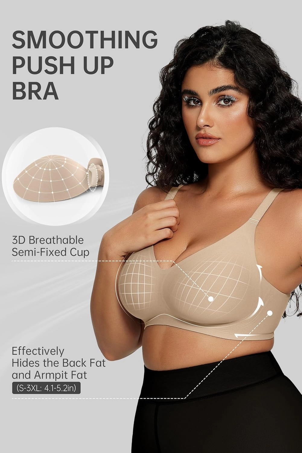 OEAK Women Comfortable Push Up Bras Wireless Seamless Full Coverage Bralette Buttery Soft Everyday Tshirt Bra Convertible Bra
