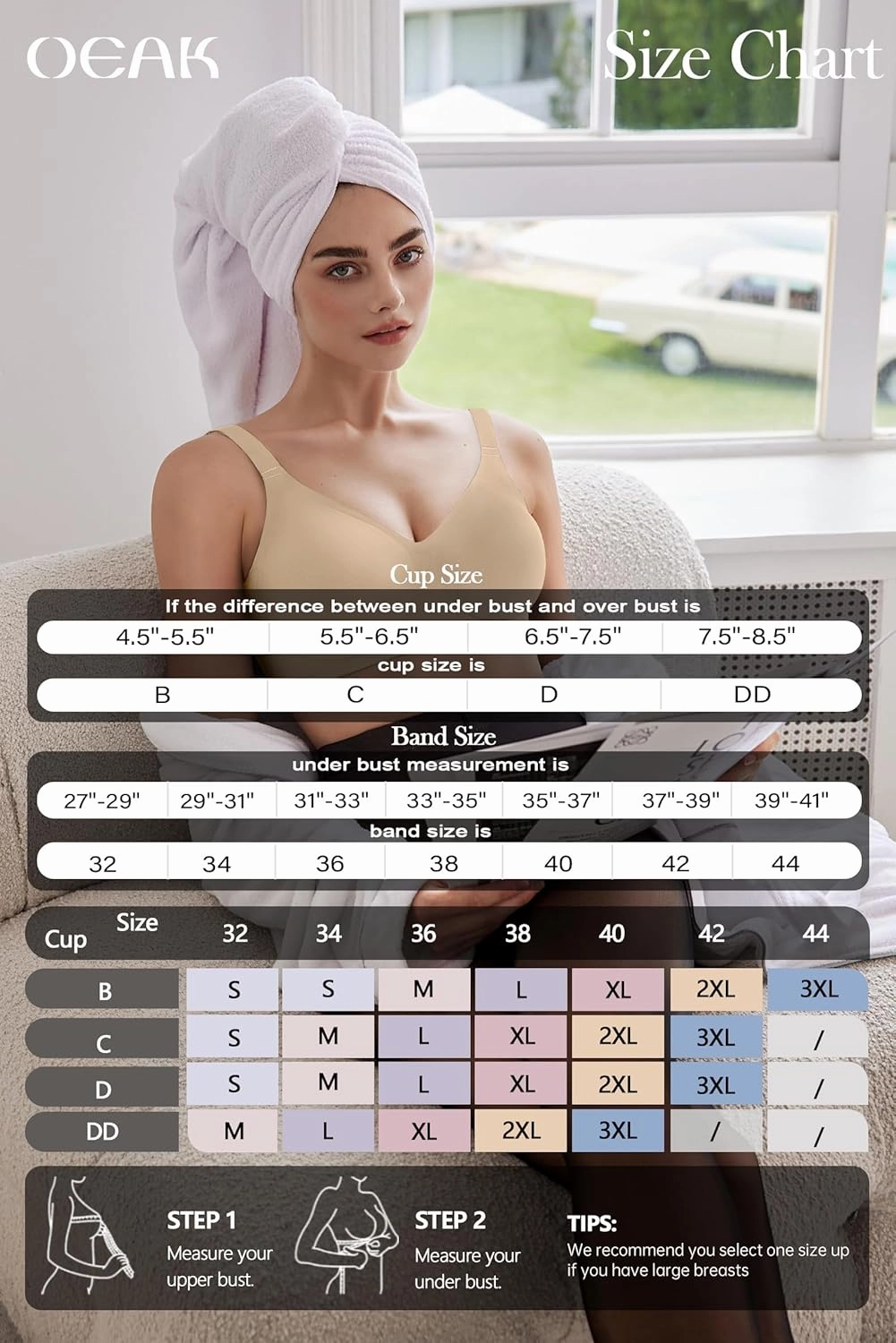 OEAK Women Comfortable Push Up Bras Wireless Seamless Full Coverage Bralette Buttery Soft Everyday Tshirt Bra Convertible Bra