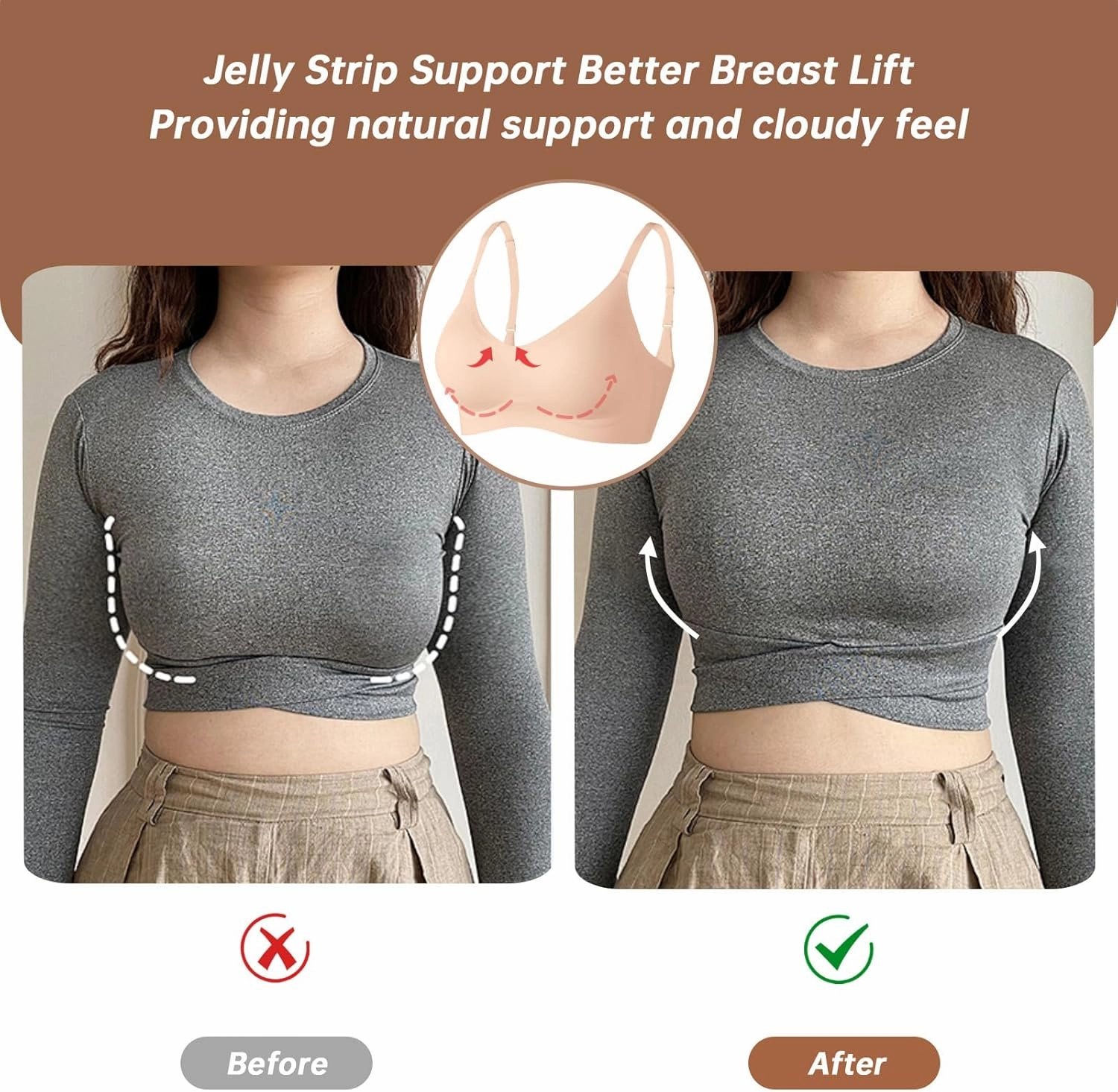 OEAK Womens Push Up Everyday Bras Comfortable Wireless Bralettes V Neck Seamless Bra Smooth Brassiere Wire Free Basic Bras