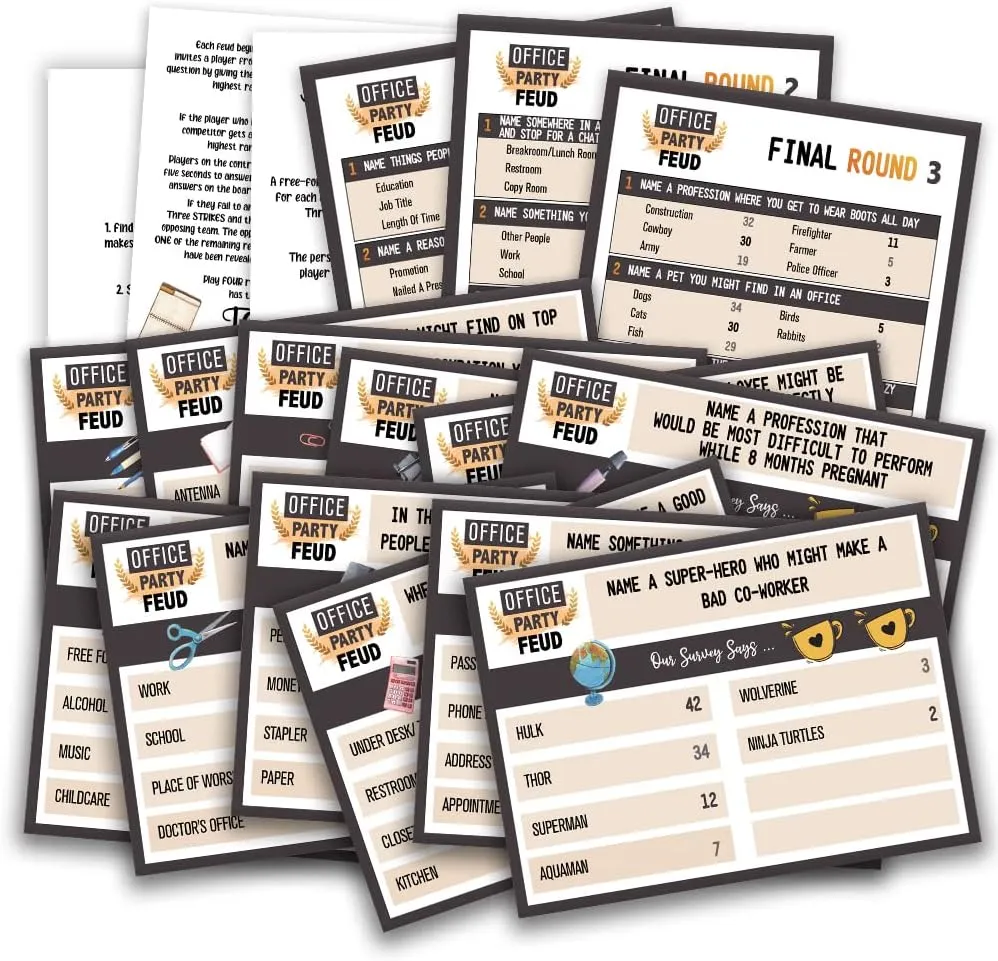 Office Party Friendly Feud Quiz, Office Family Feud Game, Team Building Games, Adult Holiday Games for Work Party, Workplace Trivia Game, Feud Trivia Quiz (O01)
