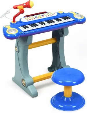 OLAKIDS Kids Piano Keyboard with Microphone, 37 Keys Electronic Musical Instrument Toy with Stool, Lights Record Playback MP3, Toddlers Educational Birthday Gift for Boys Girls Age 3 