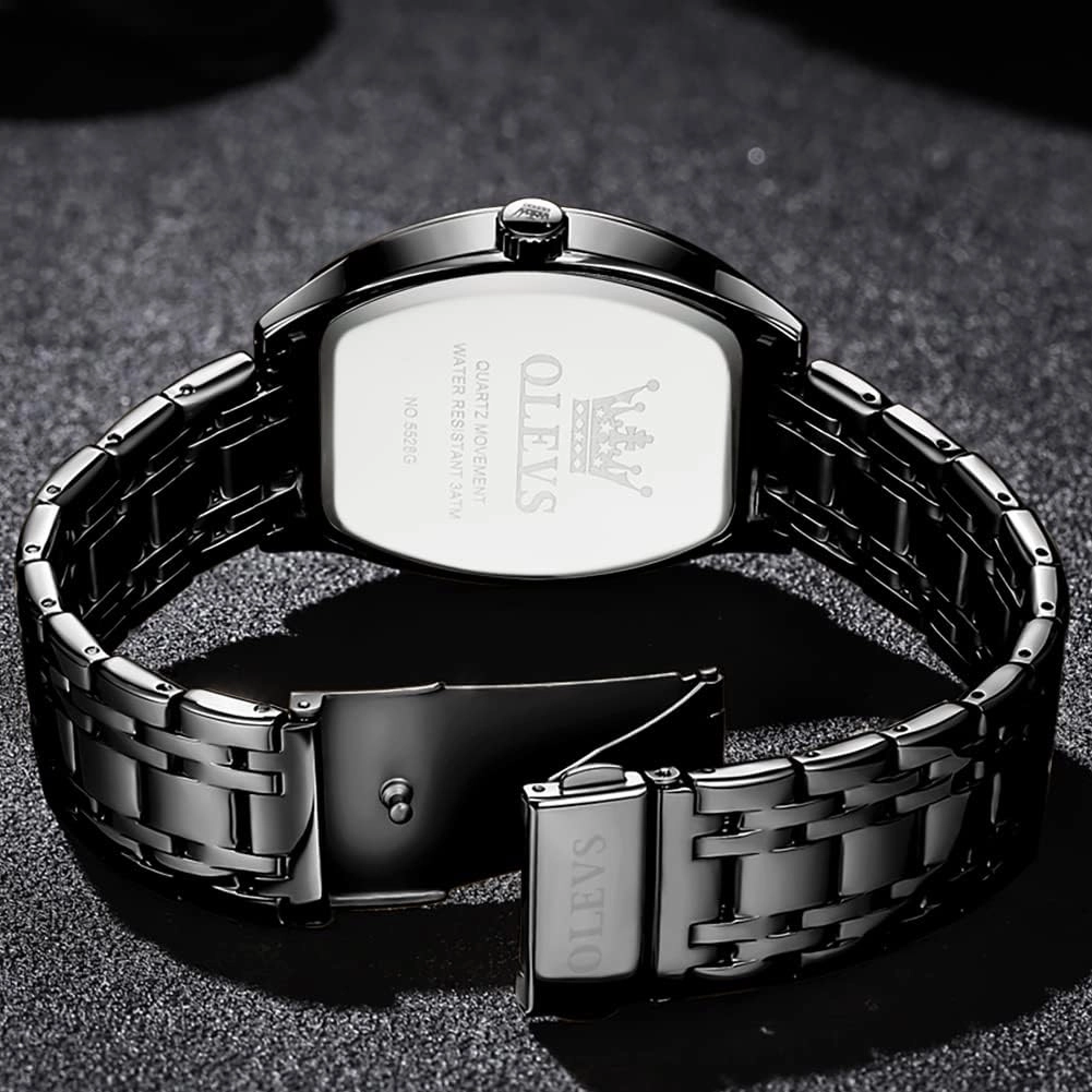 OLEVS Men Watches Square Business Dress Diamond Analog Quartz Date Luxury Watch for Men Casual Stainless Steel Waterproof Luminous Two Tone Wrist Watch