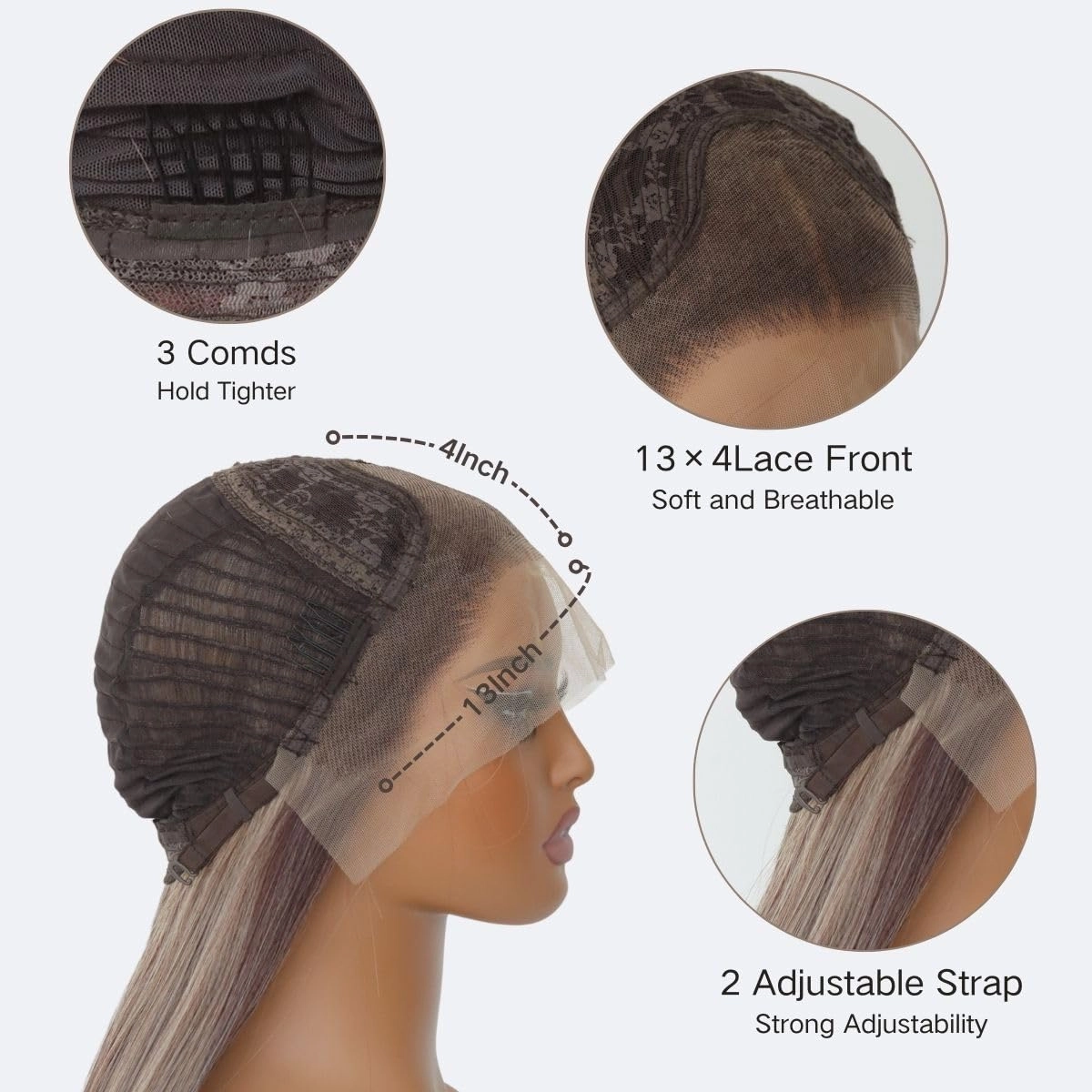 Ombre Brown Synthetic Wig13×4 Lace Front Wigs Ombre Brown Long Straight Wig Glueless Pre Plucked with Baby Hair 150 Density 24 Inches