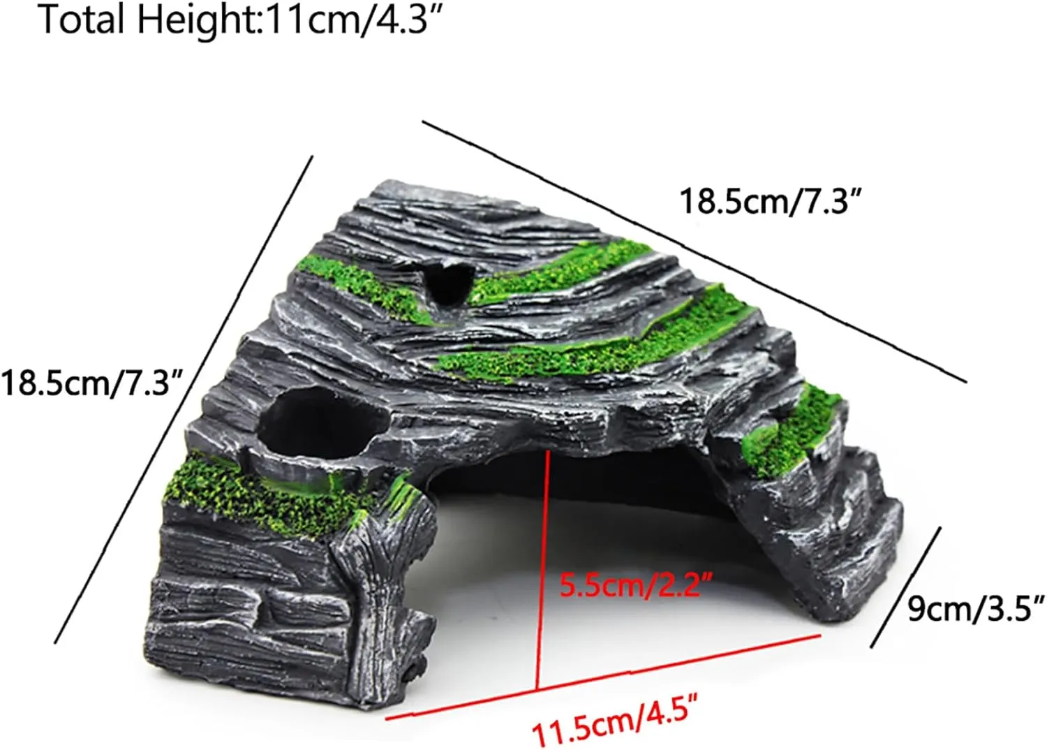 OMEM Reptile Box Shelter Terrarium Hideout Caves Turtle Ramp Basking Platform Habitat Decor Humidify Hide Cave Resin Rock