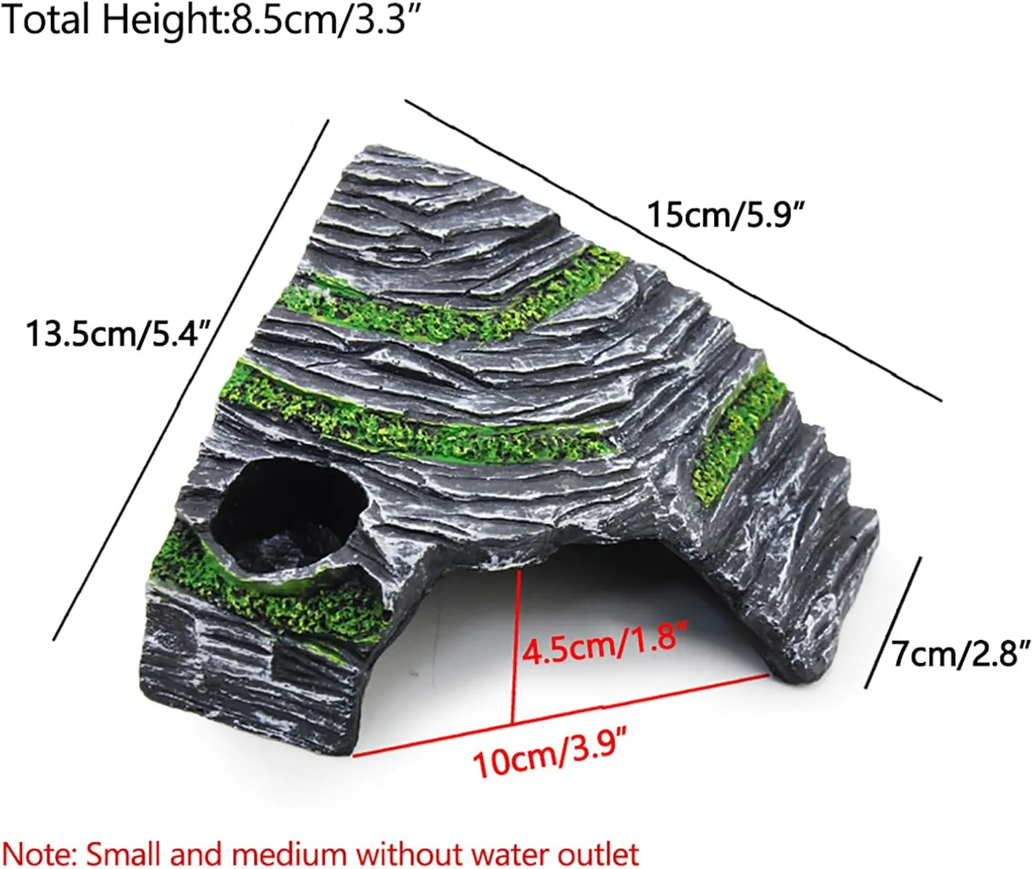OMEM Reptile Box Shelter Terrarium Hideout Caves Turtle Ramp Basking Platform Habitat Decor Humidify Hide Cave Resin Rock