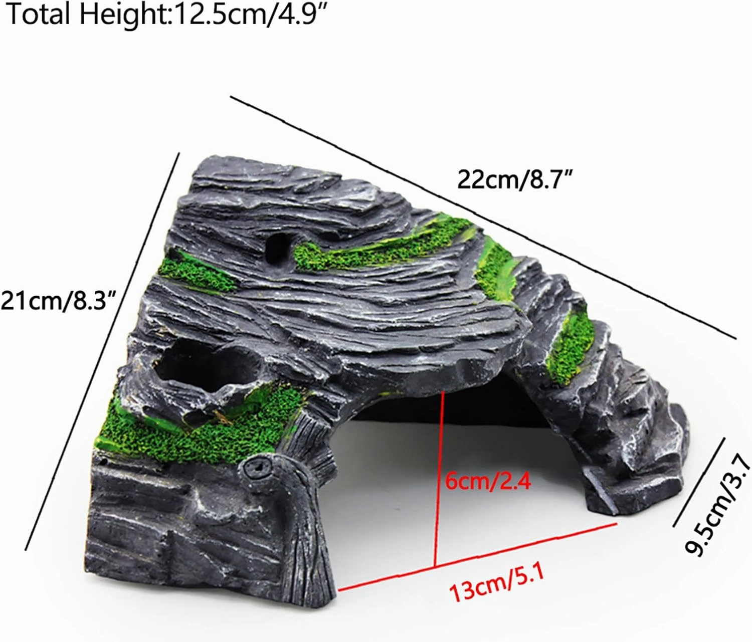 OMEM Reptile Box Shelter Terrarium Hideout Caves Turtle Ramp Basking Platform Habitat Decor Humidify Hide Cave Resin Rock