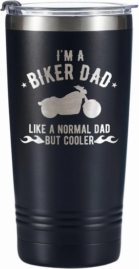 Onebttl Biker Dad Motorcycle Gifts for Men, Tumbler Travel Coffee Mug, Grandpa, Rider, Stainless Steel 20oz/590ml - But Cooler