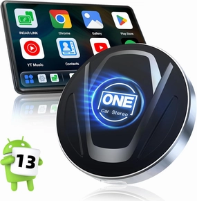 OneCarStereo CarPlay Ai Box Ultra, Wireless CarPlay Adapter Built-in Qualcomm 8-core 6225 High-Performance with Android 13, Magic CarPlay Box Stream Video Apps, TF/SIM Card, LED Light(8 128GB)