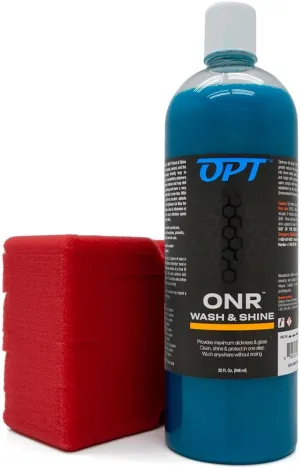 Optimum ONR and BRS - Big Red Sponge Car Cleaning Kit, 32 oz. No Rinse Wash and Shine and Car Wash Sponge for Detailing Cars, Trucks, Motorcycles, RV's and More