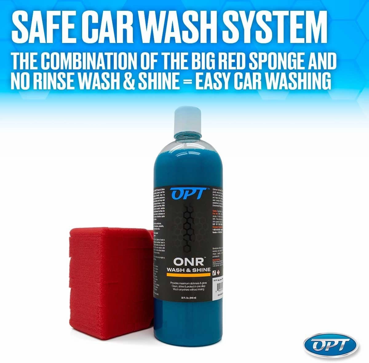 Optimum ONR, Microfiber Car Drying Towel, and BRS - Big Red Sponge Car Cleaning Kit, 32 oz. No Rinse, Car Drying Towel, and Car Wash Sponge for Detailing Cars, Trucks, Motorcycles, and More