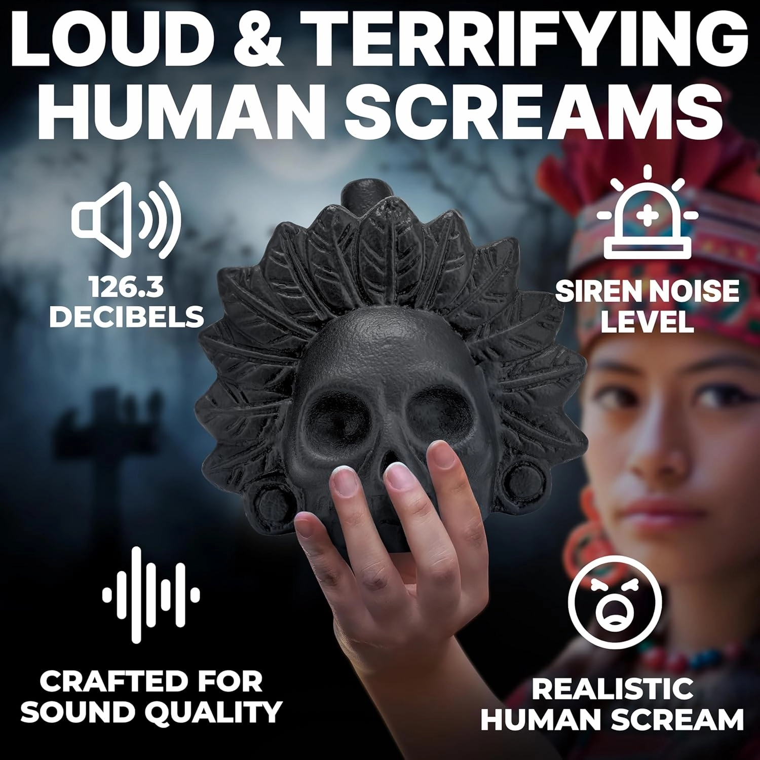 Original Aztec Death Whistle: Loudest Scream Whistle At 125  Decibels - Authentic Human Sounding Screams - Easy to Blow & Scare - ARKAEOLOGY