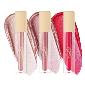 Oulac Metallic Shine Liquid Lipstick Set for Women, Dual Use for Lips & Eyeshadow, Long Lasting Lip Gloss, Metallic Matte High Impact Lip Color No Transfer Vegan Formula, 4.5ml, MD01 04 07