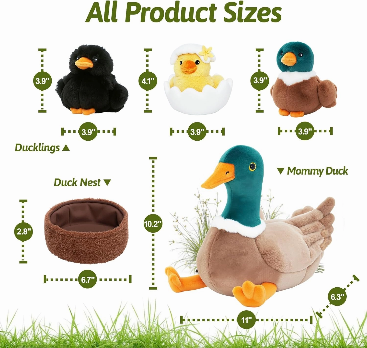 OUOZZZ Duck Stuffed Animals with 3 Ducklings Inside and A Duck Nest Plushie Baby Toys - 3 Year Old Birthday Gifts for Girls Boys Toddler Christmas Party Decor