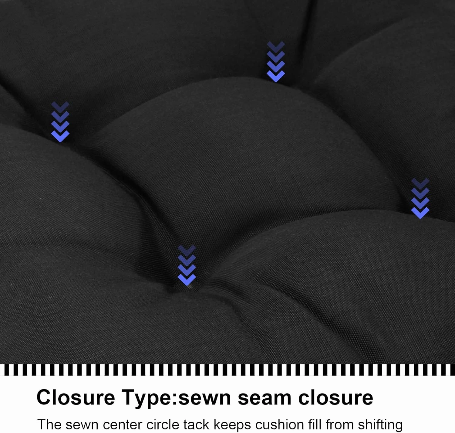 Outdoor Tufted Wicker Cushions Seat Cushions for Patio Furniture Set of 2 , 19x19 Outdoor Chair Cushions Weather Resistant- Overstuffed Patio Furniture Cushions with Ties for Wicker Chair (Black)