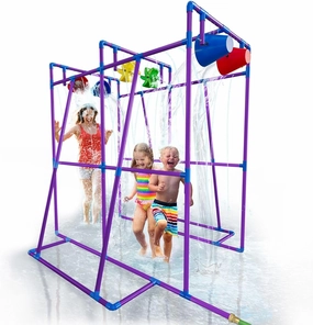 Outdoor Water Play for Kids, Backyard Waterpark Sprinkler Summer Toy, Fun Outside Play Structure for Kids with Sprinkler, Water Buckets and Splash Wheels, Family Backyard Waterpark
