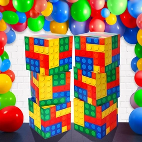 Outus 6 Pcs Building Block Party Boxes - 11.8 Inch Favor Box for Birthday Decorations, Car Trunk or Treat, Centerpieces, Block Mania Game