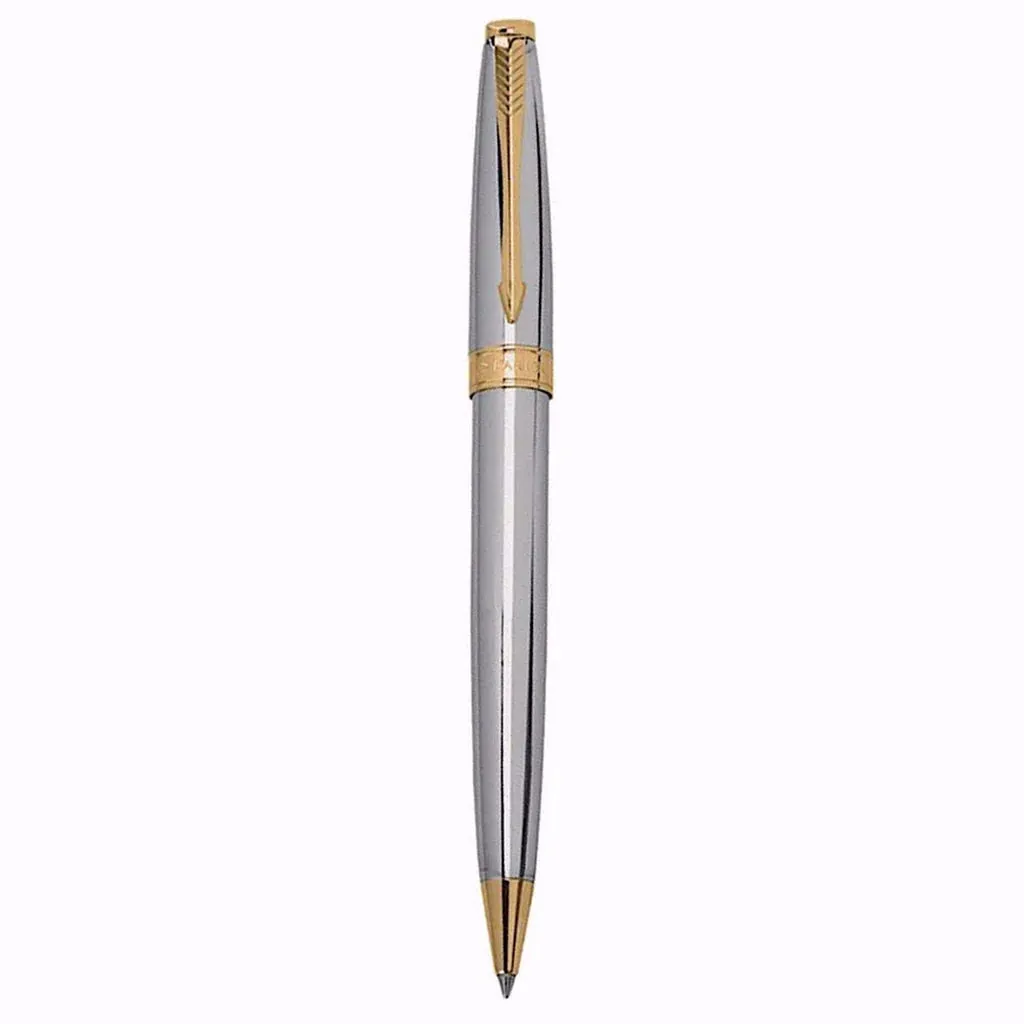 PARKER,  Gift Set - Ballpoint Pen   Notebook | Fusion Shiny Chrome | Gold Trim.