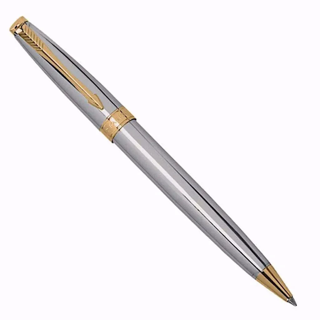 PARKER,  Gift Set - Ballpoint Pen   Notebook | Fusion Shiny Chrome | Gold Trim.