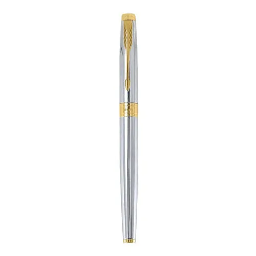 PARKER,  Gift Set - Rollerball Pen   Notebook | ASTER | Shiny Chrome | Gold Trim.
