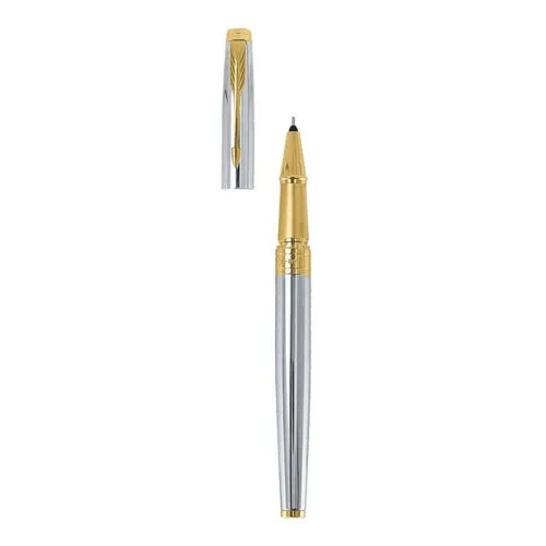 PARKER,  Gift Set - Rollerball Pen   Notebook | ASTER | Shiny Chrome | Gold Trim.