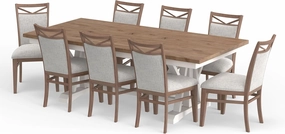 Parker House Americana Modern Dining Extendable Trestle Table with 8 Upholstered Chairs
