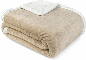 PAVILIA Melange Cream Sherpa Blanket Throw for Couch, Warm Soft Cozy Reversible Blanket Sofa Bed, Thick Plush Large Fleece Car Blanket, Decorative Home Room Decor Gifts Men Women, 50x60 Ivory Beige