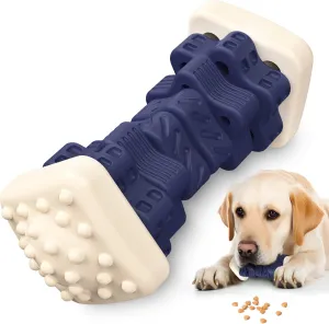 PCEoTllar Indestructible Dog Chew Toys, Aggressive Chewer Puzzle Toys with Beef Flavor, Interactive - Safe Rubber, for Large, Medium, Small Dogs - Blue