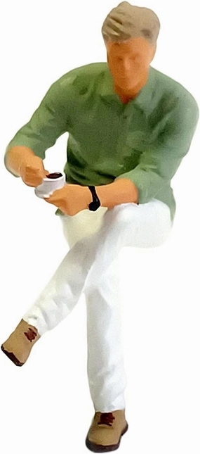 People Figures 1:64 Scale Model Trains Architecture People Figures Tiny People Drinking Coffee Waitress Waitress for Miniature Scenes, Shirt Green